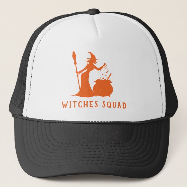Witches Squad Halloween Mum Matching Party Trucker Hat (Front)