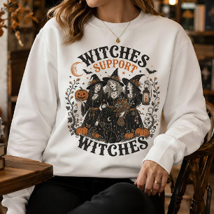 Witches Support Witches Vintage Halloween Graphic Sweatshirt