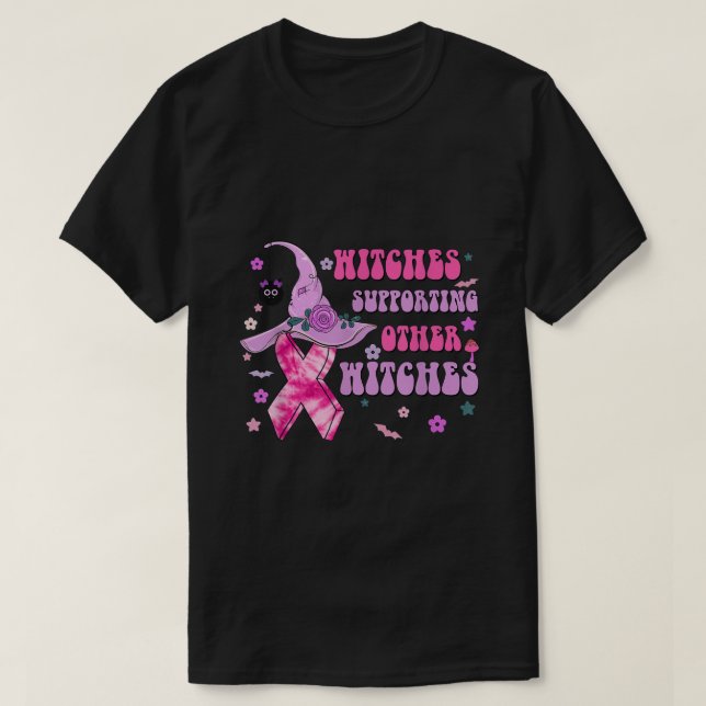 Witches Supporting Other Witches Breast Cancer Ret T-Shirt (Design Front)