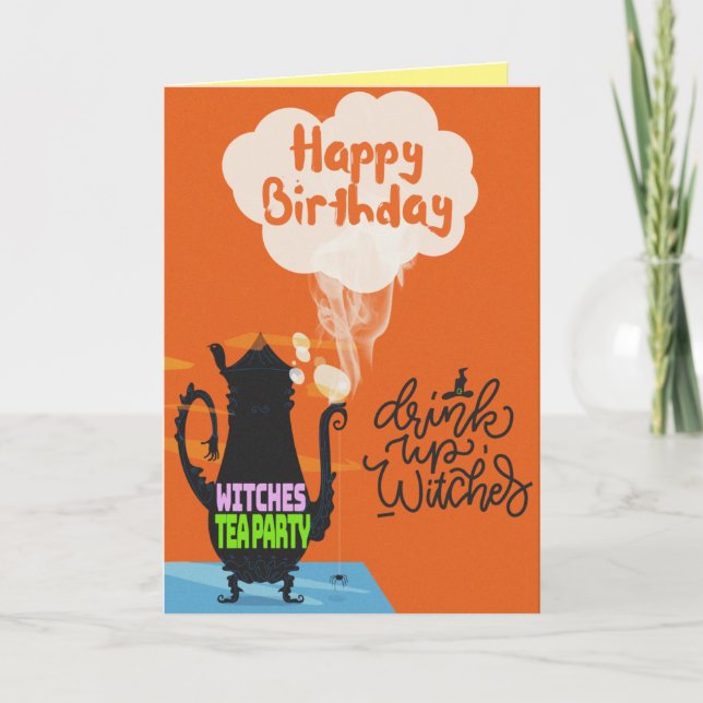 Witches Tea Party Halloween Birthday Card (Front)
