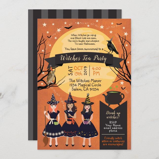 Witches Tea Party Invitation (Front/Back)