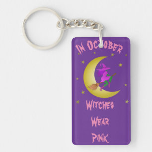 Witches Wear Pink In October Thunder_Cove Key Ring