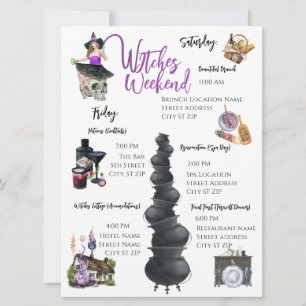 Witches Weekend Bachelorette Party Itinerary Card