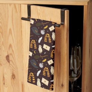Witches, Wizards & Magic Pattern Tea Towel