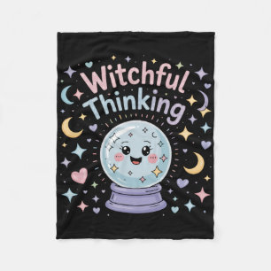 Witchful Thinking Crystal Ll Halloween Vibes  Fleece Blanket