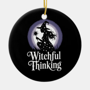 Witchful Thinking Halloween Girl T-shirt Ceramic Tree Decoration