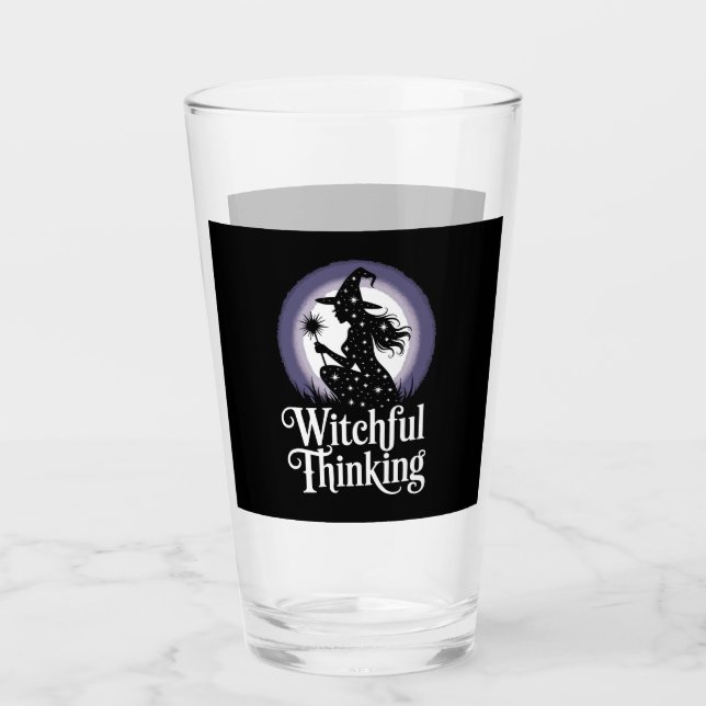 Witchful Thinking Halloween Girl T-shirt Glass (Front)