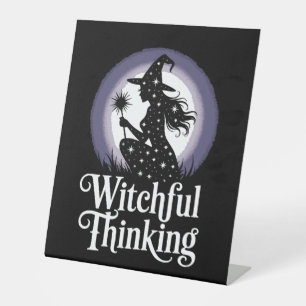 Witchful Thinking Halloween Girl T-shirt Pedestal Sign