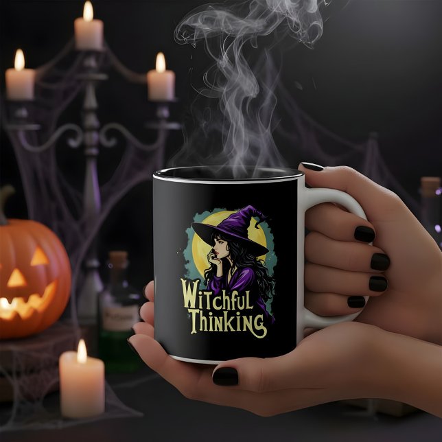 Witchfull Thinking Halloween Witch Thinking design Two-Tone Coffee Mug (Creator Uploaded)