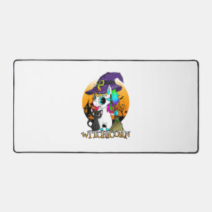 Witchicorn Unicorn Witch Halloween Black Cat Orang Desk Mat