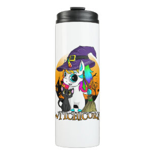 Witchicorn Unicorn Witch Halloween Black Cat Orang Thermal Tumbler