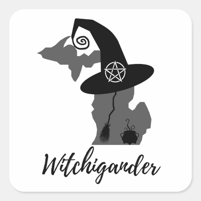 Witchigander - Michigan Witch Square Sticker (Front)