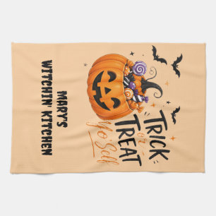 Witchin’ Kitchen Treat Yo' Self Vintage Halloween Tea Towel