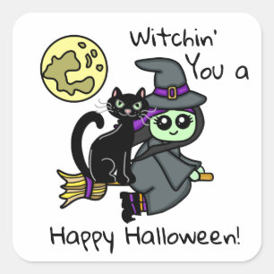 Witchin you a Happy Halloween Square Sticker