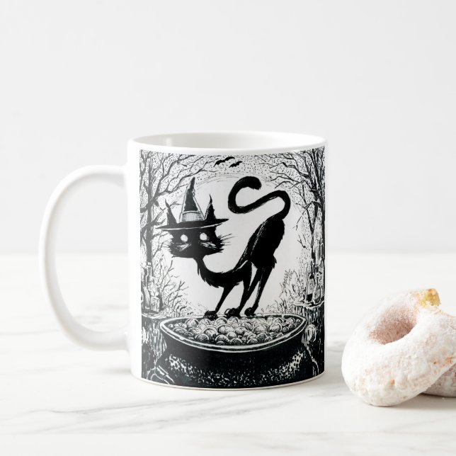 Witching Cat Coffee Mug (With Donut)