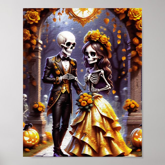 Witching Hour Embrace - Halloween Skeleton Love  Poster (Front)