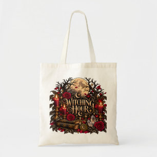 Witching Hour Gothic Moon Roses Halloween Tote Bag