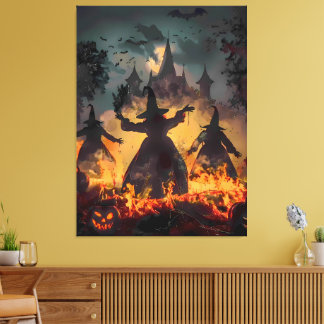 Witching Hour Ritual – Fire Dance of the Three Sis Canvas Print