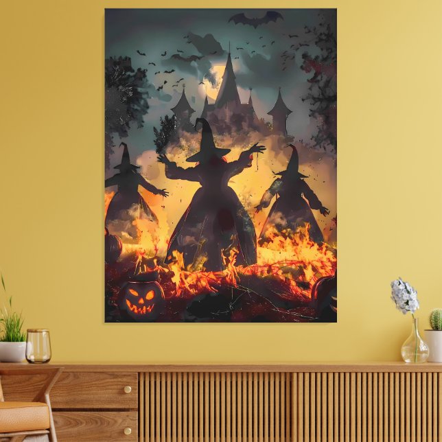 Witching Hour Ritual – Fire Dance of the Three Sis Canvas Print (Insitu(LivingRoom))