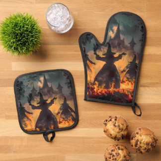 Witching Hour Ritual – Fire Dance of the Three Sis Oven Mitt & Pot Holder Set
