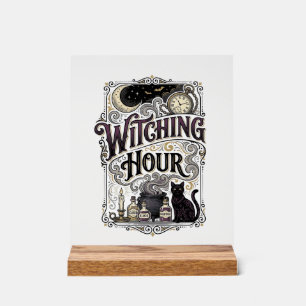 Witching Hour Vintage Engraving Witchy Design_1 Acrylic Sign