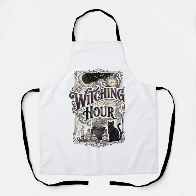 Witching Hour Vintage Engraving Witchy Design_1 Apron (Front)