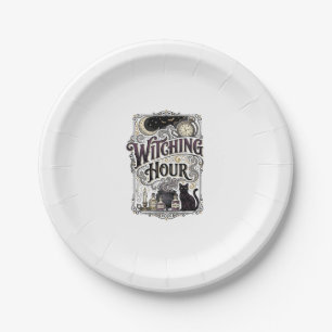 Witching Hour Vintage Engraving Witchy Design_1 Paper Plate