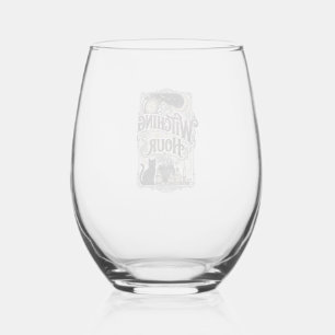 Witching Hour Vintage Engraving Witchy Design_1 Stemless Wine Glass