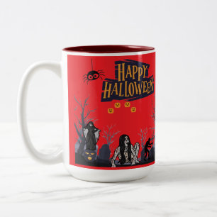 Witching Hour Whispers bright red Two-Tone Coffee Mug