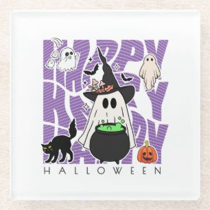 Witching Up Fun   Happy Halloween Magic & Mischief Glass Coaster