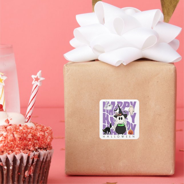 Witching Up Fun | Happy Halloween Magic & Mischief Square Sticker (Party)