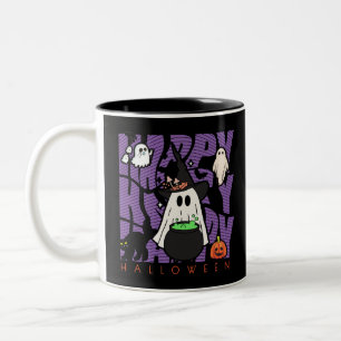 Witching Up Fun   Happy Halloween Magic & Mischief Two-Tone Coffee Mug