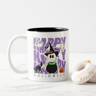 Witching Up Fun Happy Halloween Magic & Mischief Two-Tone Coffee Mug