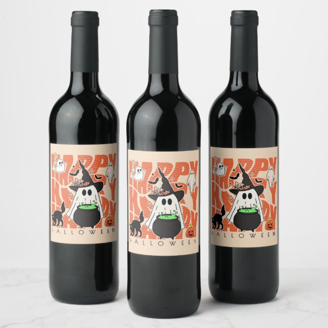 Witching Up Fun | Happy Halloween Magic & Mischief Wine Label (Bottles)