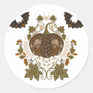 Witching Vine Halloween Pumpkin Design Classic Round Sticker