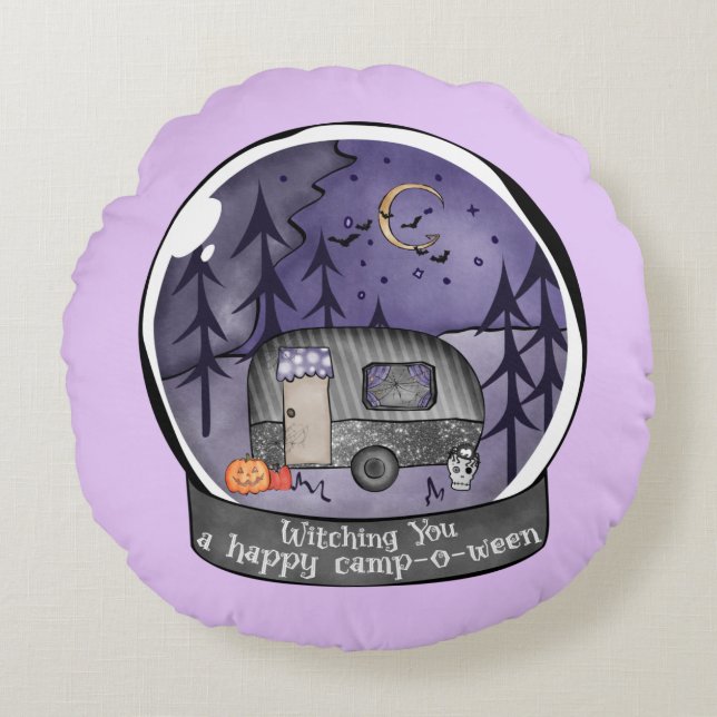 Witching You A Happy Camp-O-Ween Round Cushion (Front)