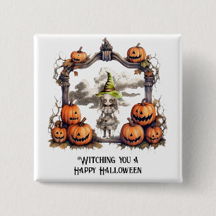 Witching you a Happy Halloween 15 Cm Square Badge