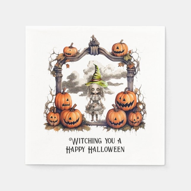 Witching you a Happy Halloween Napkin (Front)