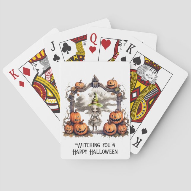 Witching you a Happy Halloween Playing Cards (Back)