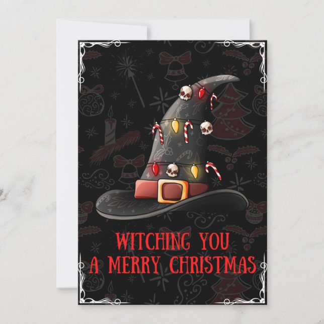 Witching You A Merry Christmas Witch Hat Card (Front)