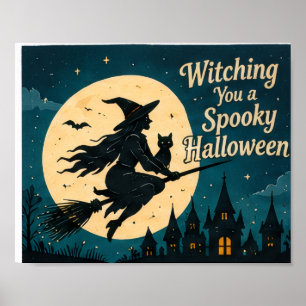 Witching You a Spooky Halloween Card Poster