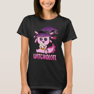 Witcholotl Cute Axolotl Witch Halloween  Spooky Se T-Shirt