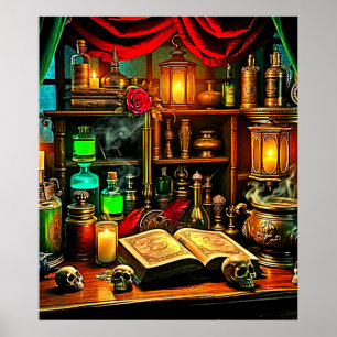 Witch's Altar Mystical Night Brew Design Poster
