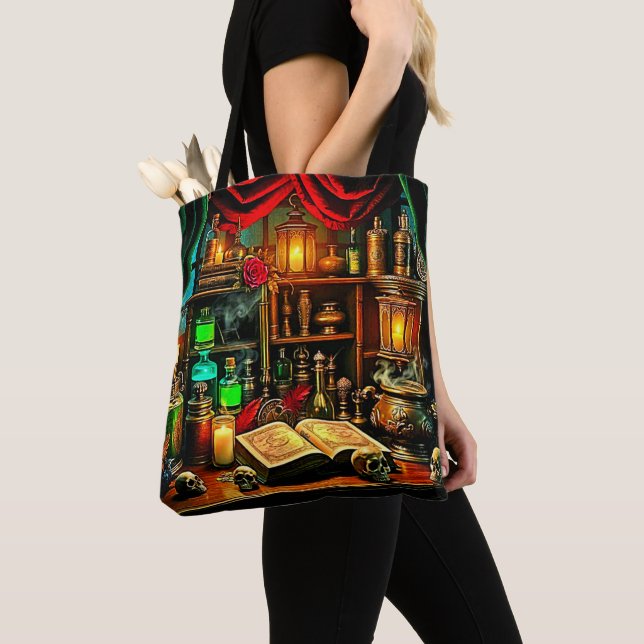 Witch's Altar Mystical Night Brew Design Tote Bag (Close Up)