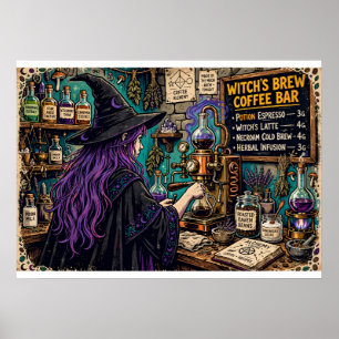 Witch's Brew Coffee Bar Poster Magic Alchemy Art