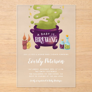 Witch's Brew Halloween Baby Shower Acrylic Invitations