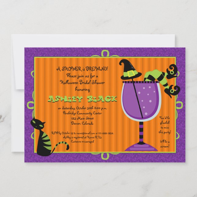 Witch's Brew Halloween Bridal Shower Invitation (Front)