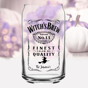 Witch's Brew Halloween Family Name Monogram Funny Can Glass