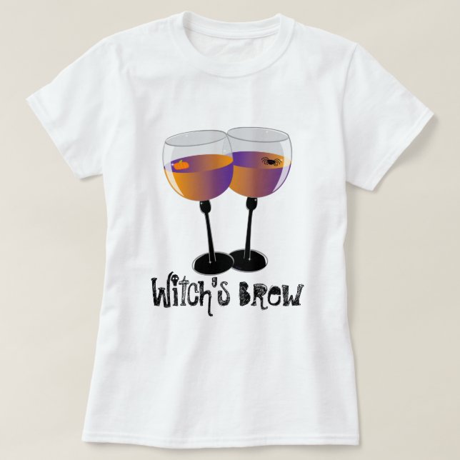 Witch's Brew Halloween Wine Shirt (Design Front)