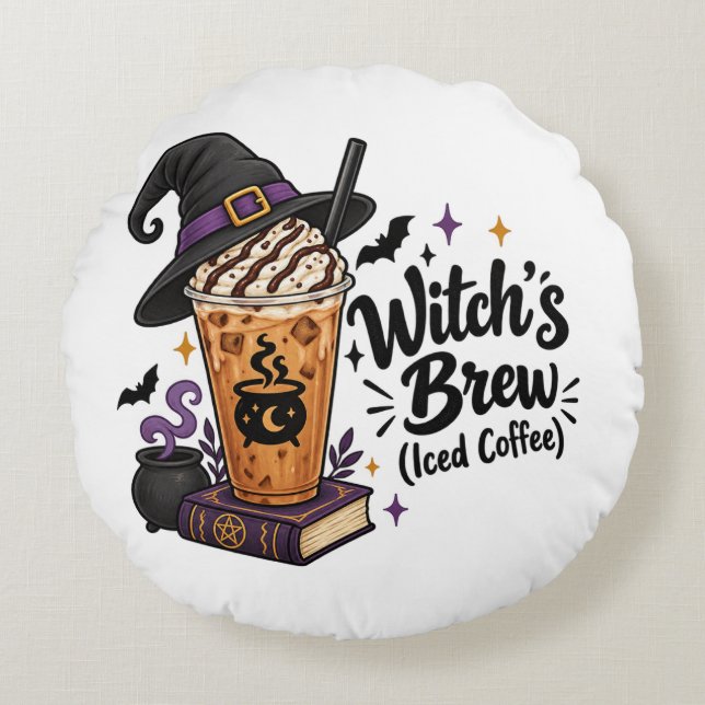 Witch's Brew (Iced Coffee) Round Cushion (Front)